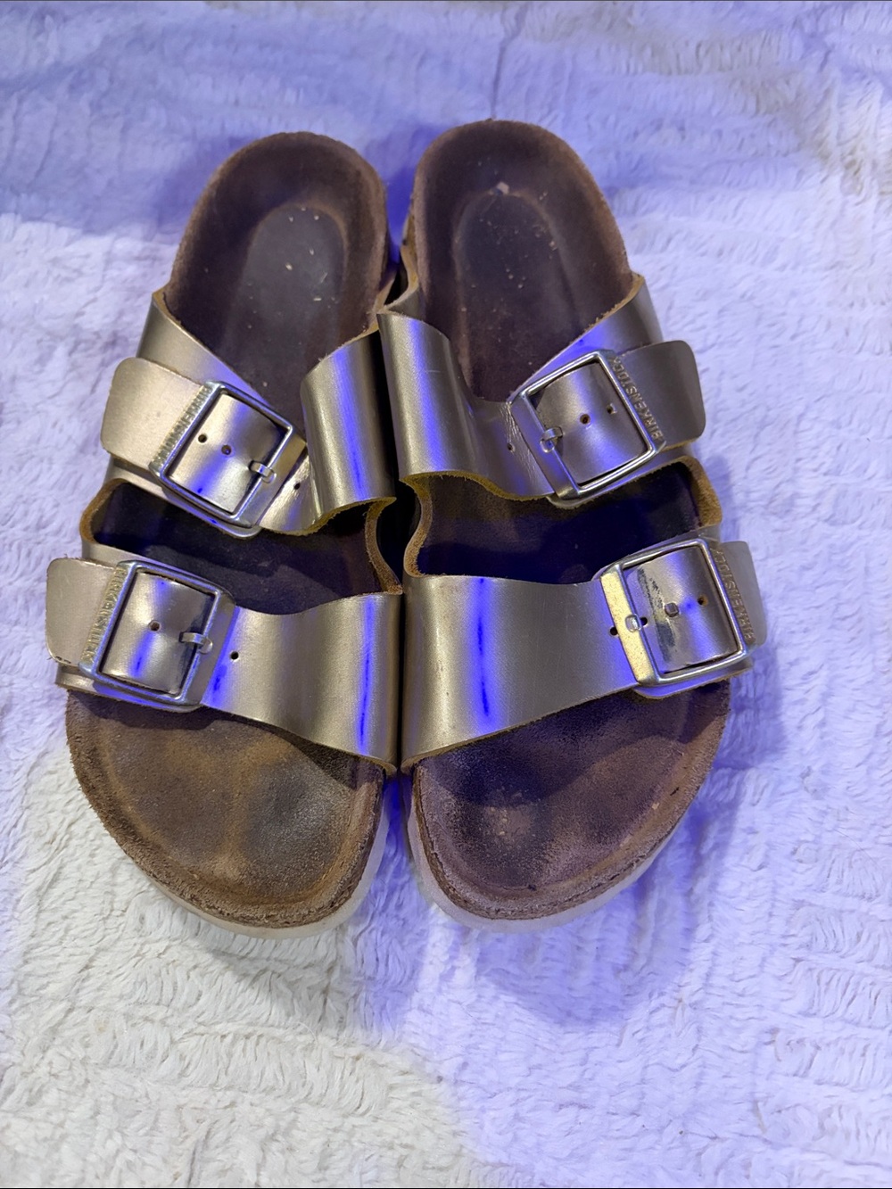 Birkenstock Kids Metallic Bronze Double Buckle Sandals